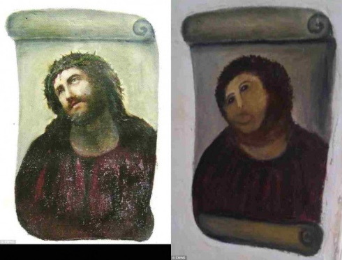 フレスコ画の修復失敗